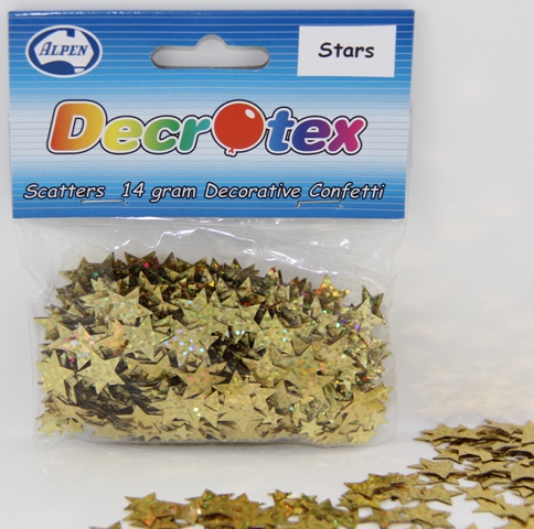 Decrotex Scatters - 14gm Stars Halographic Gold 5&10mm