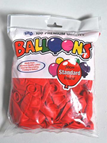 Balloons 30cm Round Red Pack of 100