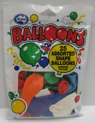 Balloons Assorted Shape & Colours Pack of 25