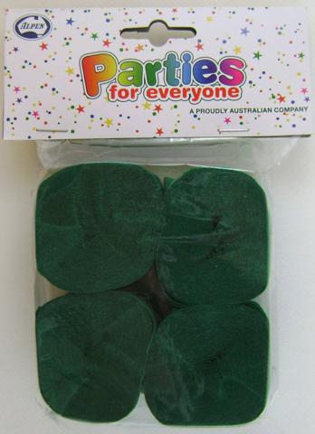 Crepe Streamers 35mm x 13m Green Pack of 4