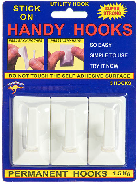 Handy Hooks Permanent 1.5kg Medium Pack of 3
