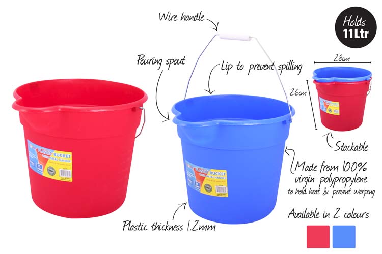 Durmax Plastic Bucket 11Lt Red (Wide Pour)
