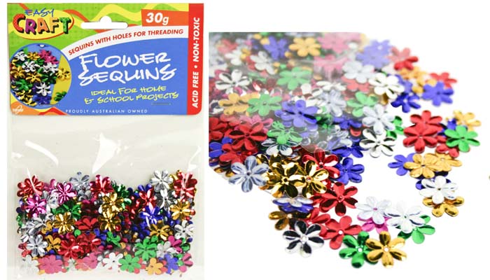 Sequin Craft Flowers 15mm Assorted Colours 30gm