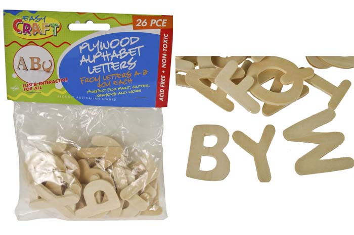 Shapes - Plywood Alphabet Letters  4cm  Pack of 26