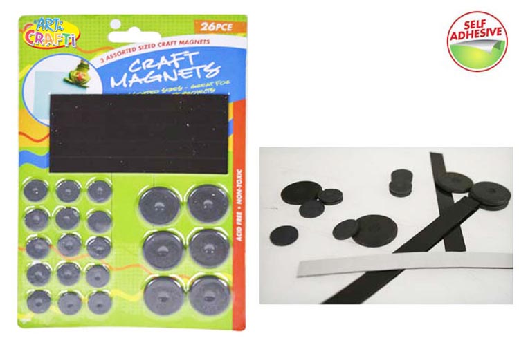 Craft Magnets 3 Asst Sizes Pk26