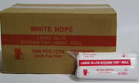 K/Tidy Bag White LARGE 36L 50/ Roll x 20 / ctn