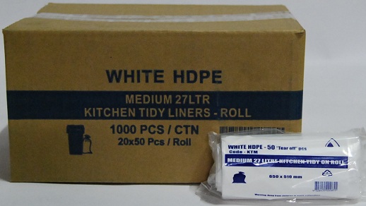 K/Tidy Bag White MEDIUM 27L  50/ Rolls x 20 / ctn