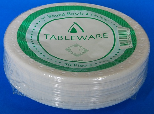 Bowl Plastic Disposable White 180mm Pack of 50