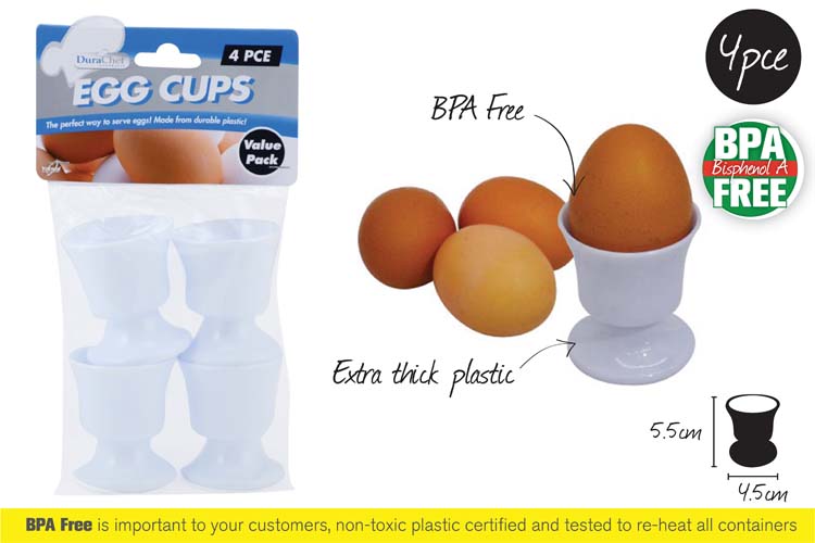 Plastic Egg Cups White Pack of 4