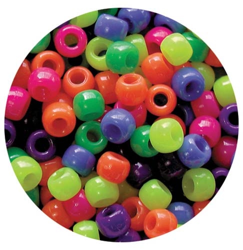 Pony Beads - 10mm Neon Multi-Colour Pack 1600pcs