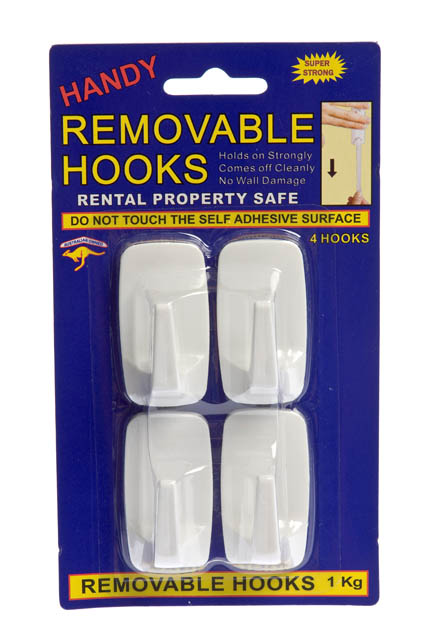 Handy Hooks Removable / Permanent 1kg Small Pack of 4