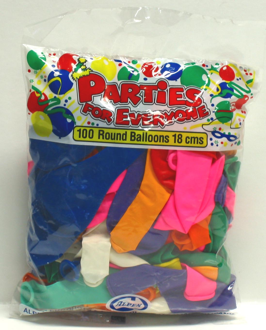 Balloons 18cm Round Assorted Colours Pack of 100