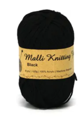 Knitting Yarn 8 Ply 100gm Black