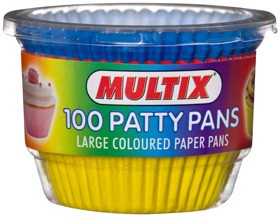 Muffin Cases Coloured 7.5cm Multix Pk 100