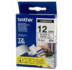 Brother P-Touch Tape TZ231 12mm x 8m Black on White Laminated