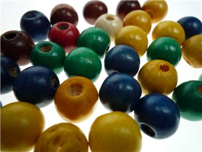 Wood Bead Round 16mm Assorted Colours Pack of 20