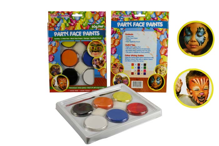 Party Face Paints 60gm 6 Colour Kit
