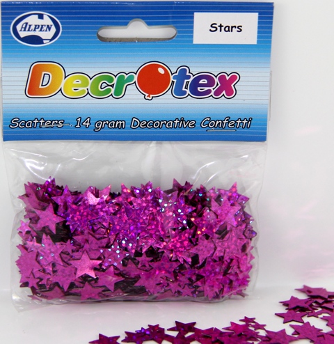 Decrotex Scatters - 14gm Stars Halographic Pink 5&10mm