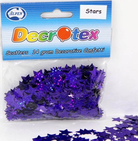 Decrotex Scatters - 14gm Stars Halographic Purple 5&10mm