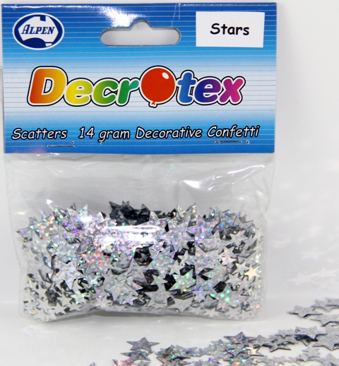 Decrotex Scatters - 14gm Stars Halographic Silver 5&10mm