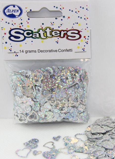 Decrotex Scatters - 14gm Hearts Silver 8-15mm