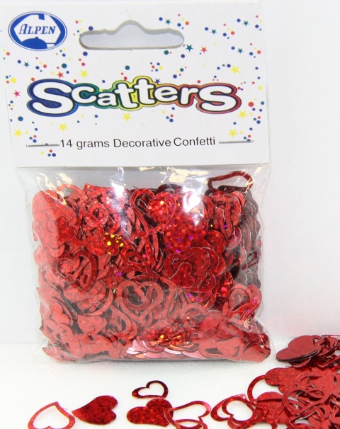 Decrotex Scatters - 14gm Hearts Red 8-15mm