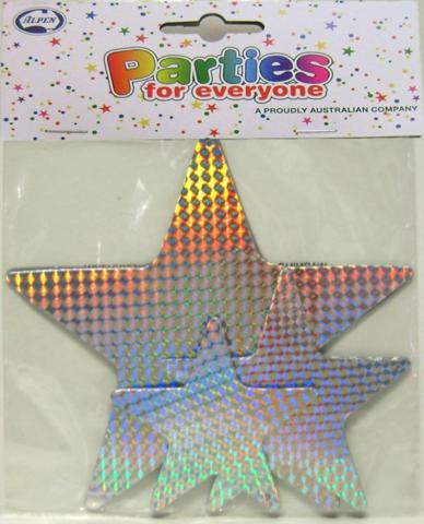 Laser Stars Silver 10,13 & 20cm Pk9