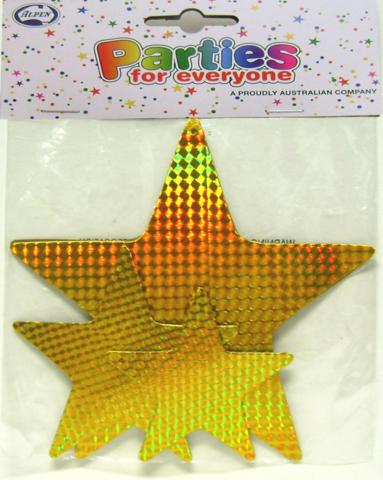 Laser Stars Gold 10,13 &20cm Pk9