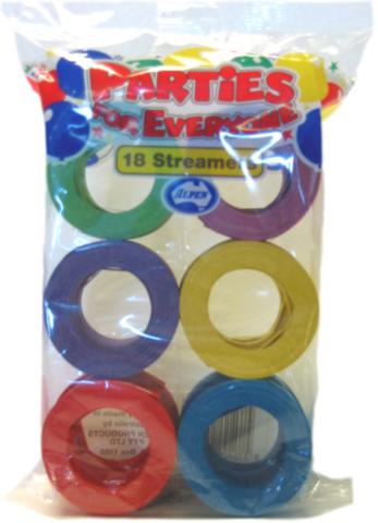 Paper Streamers 1cm 6col Pk18