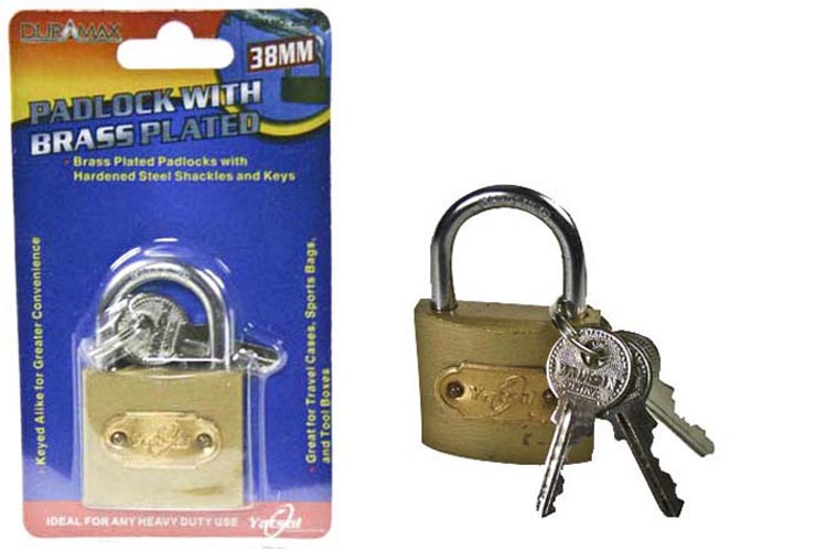 Padlock 38mm Brass Plated