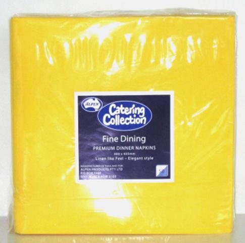 Alpen 2Ply Dinner Serviettes 400x400mm Yellow Pack of 100