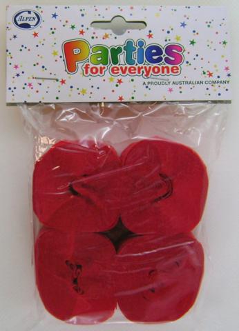 Crepe Streamers 35mm x 13m Scarlet Pack of 4