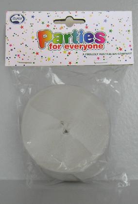 Crepe Streamer 45mm x 30m White Pack of 1