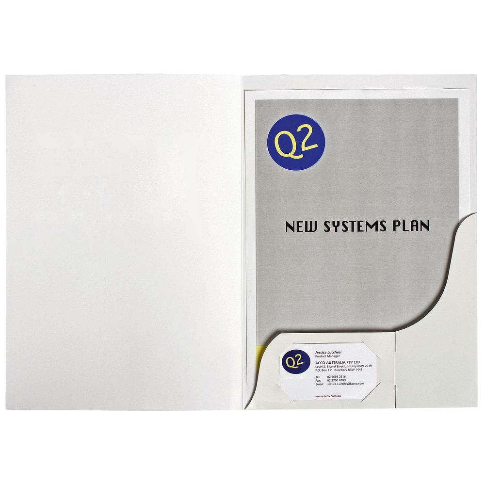 Presentation Folders A4 Card Pocket Matt White PK 20