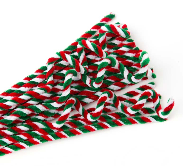 Xmas Chenille Stems - 6mm Candy 30cm Pack of 25