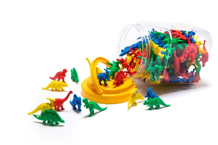 Counter Jar Dinosaurs 8 Shapes 4 Colours 64 pcs