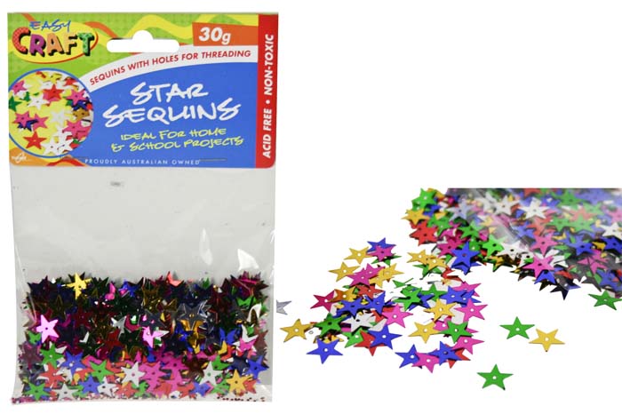Sequin Craft Stars 1 cm Assorted Colours 30gm