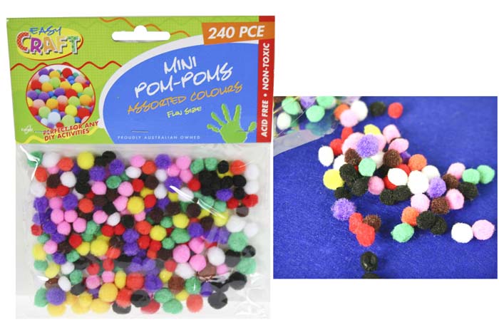 PomPom   8 mm Mini Asst Cols Pack of 240 AC