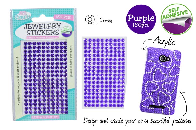 180 Adhesive Rhinestones 5mm Purple