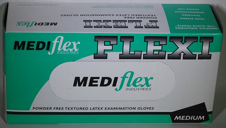 Gloves Latex Powder-Free Flexi Exam Medium Box of 100