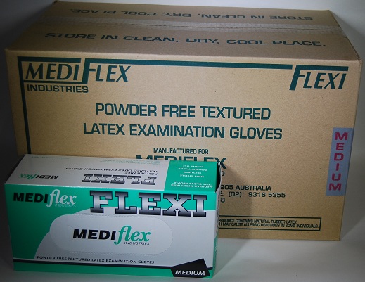 Gloves Latex Powder-Free Flexi Exam Medium 100x10/Ctn