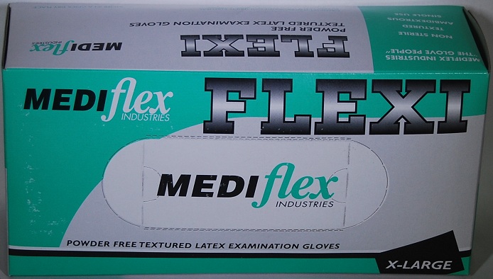 Mediflex Latex Powder-Free Flexi Exam Xtra-Large Box of 100