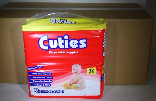 Cuties Disposable Nappies Medium 5-10Kg 168 per Carton