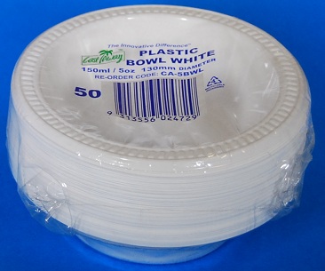 Bowl Plastic Disposable White 125mm Pack of 50