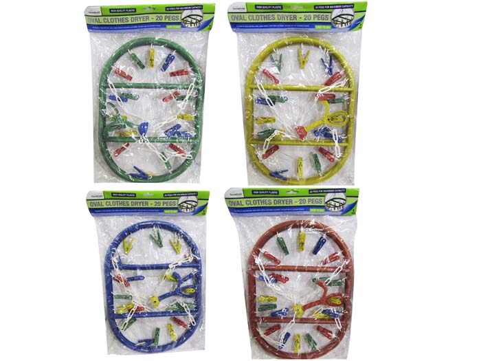 Dryer Oval Rack Hanging 20 Peg Asst Col