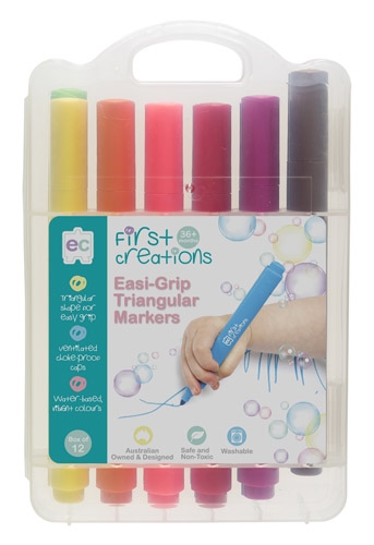 EC First Creations Easi-Grip Triangular Markers Pk 12