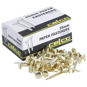 Paper Fastener Brassed spilt 25mm Bx100