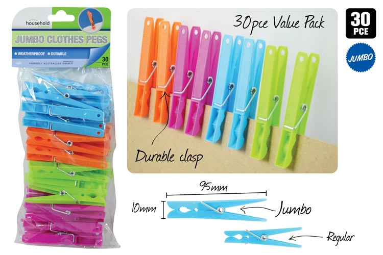 Pegs -Jumbo Laundry/Painting Pack 30