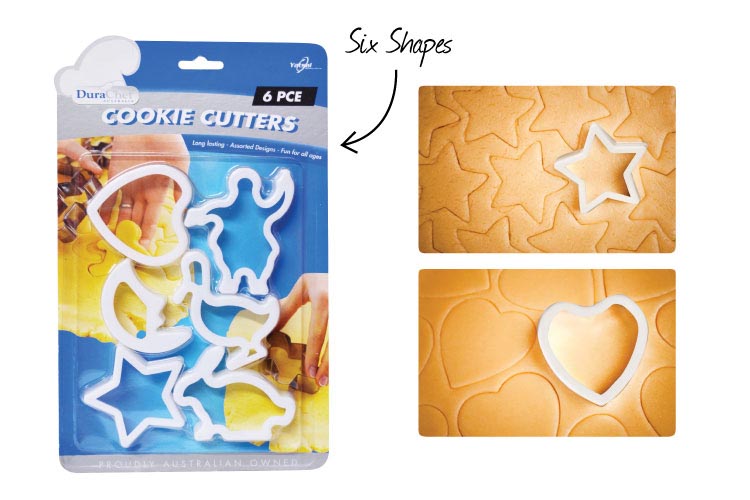 Cookie Cutter Set Plastic Pk6 (Duck,Rabbit,Bear,Moon,Star,Heart)