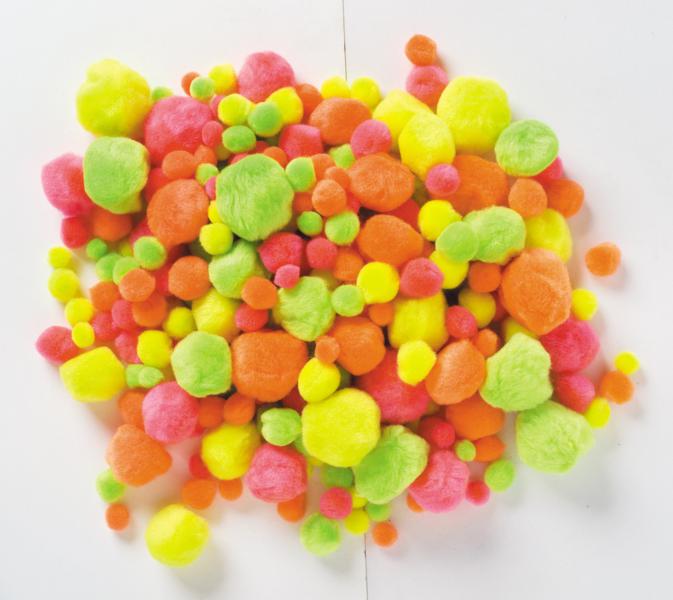 PomPom Fluoro 10-20mm Asst Colours/Sizes Pack of 300 EC